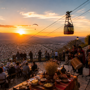 Atardecer en Cerro San Bernardo (Teleférico + miradores + ala delta + degustación)