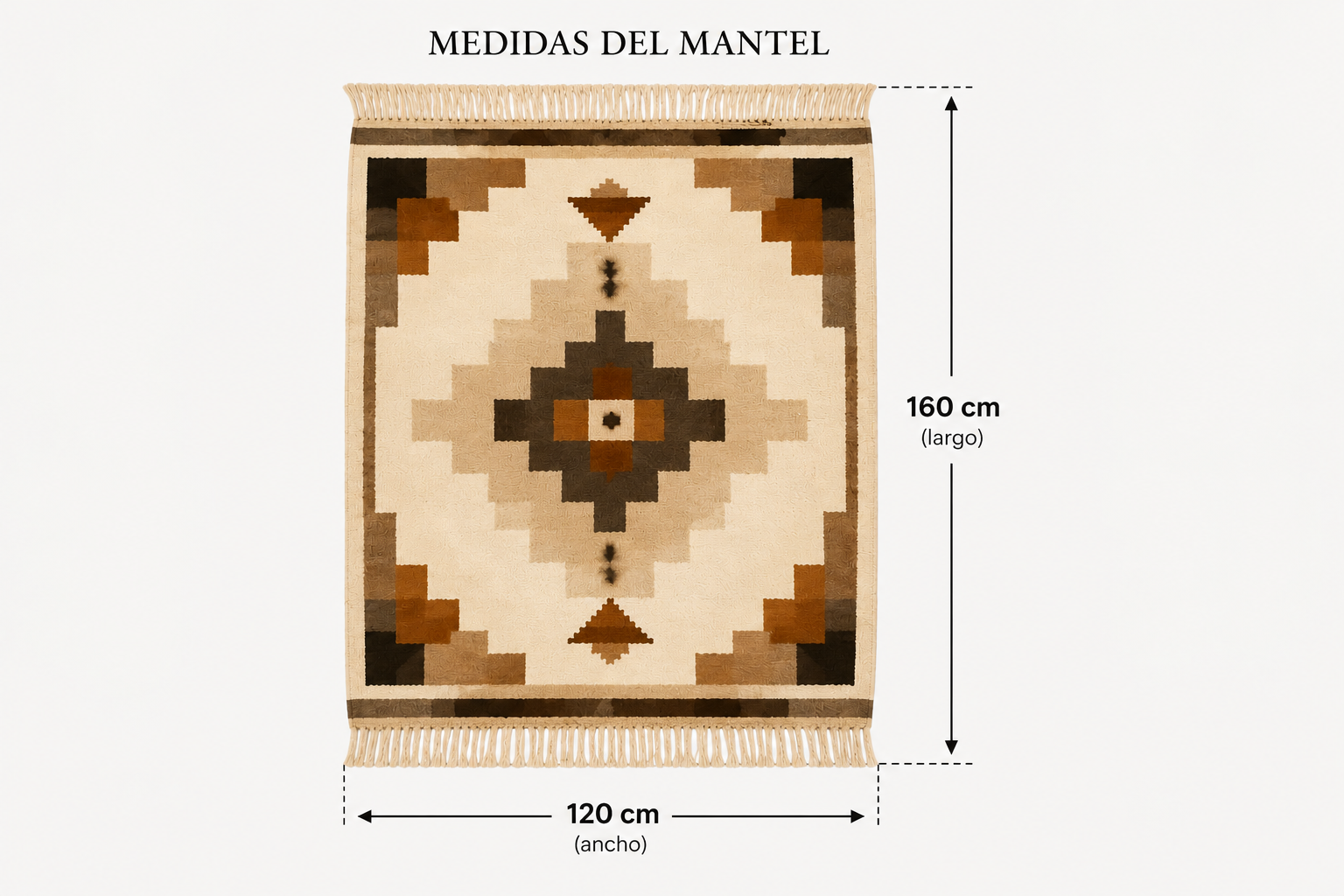 MANTEL TEJIDO EN TELAR DE LANA DE LLAMA – DISEÑO IKAT - Imagen 3