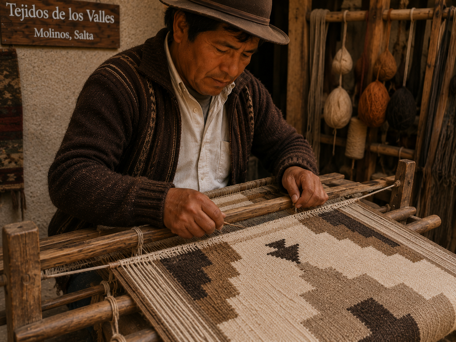 MANTEL TEJIDO EN TELAR DE LANA DE LLAMA – DISEÑO IKAT