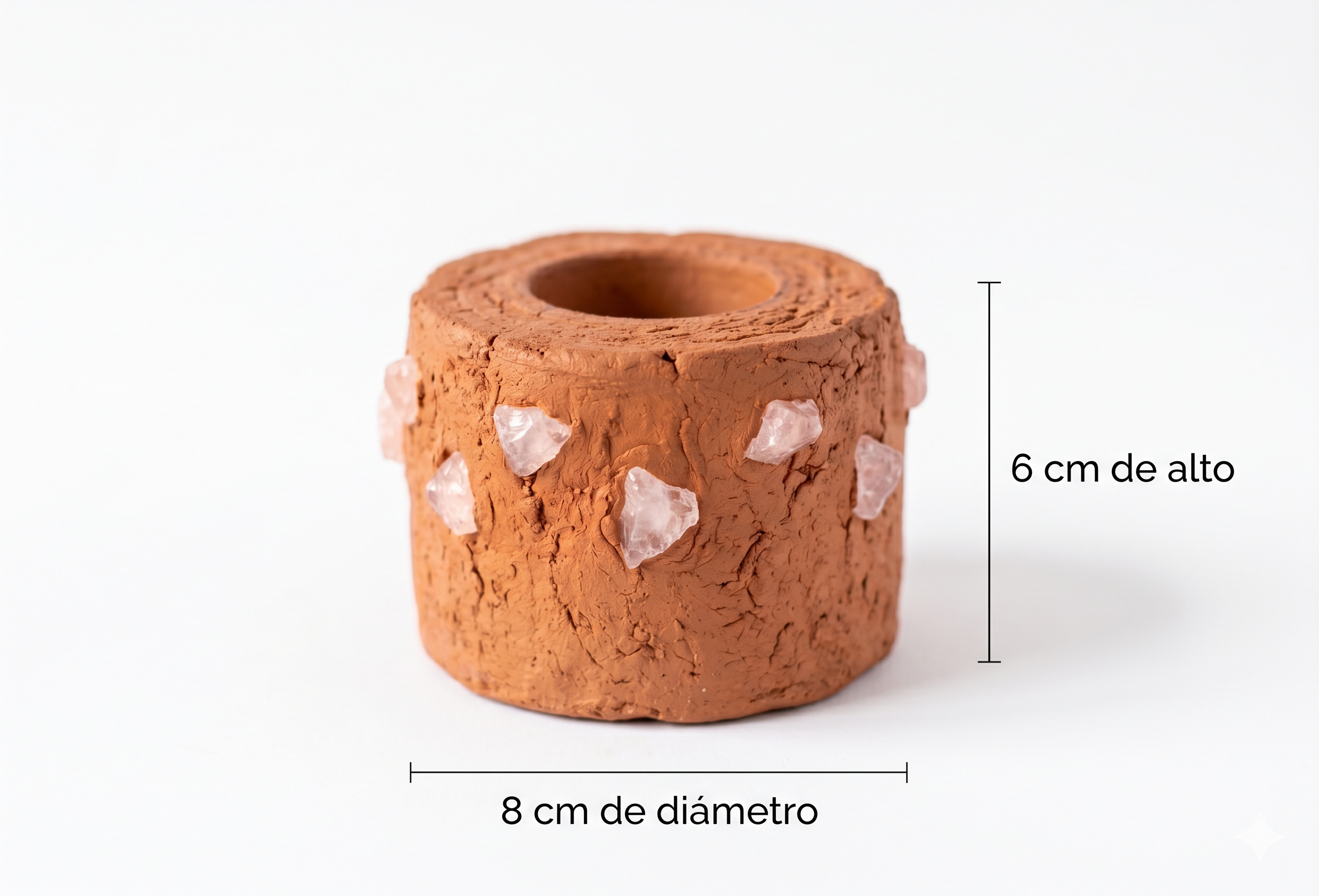 PORTA VELAS DE GREDA CON INCRUSTACIONES DE CUARZO - Imagen 4