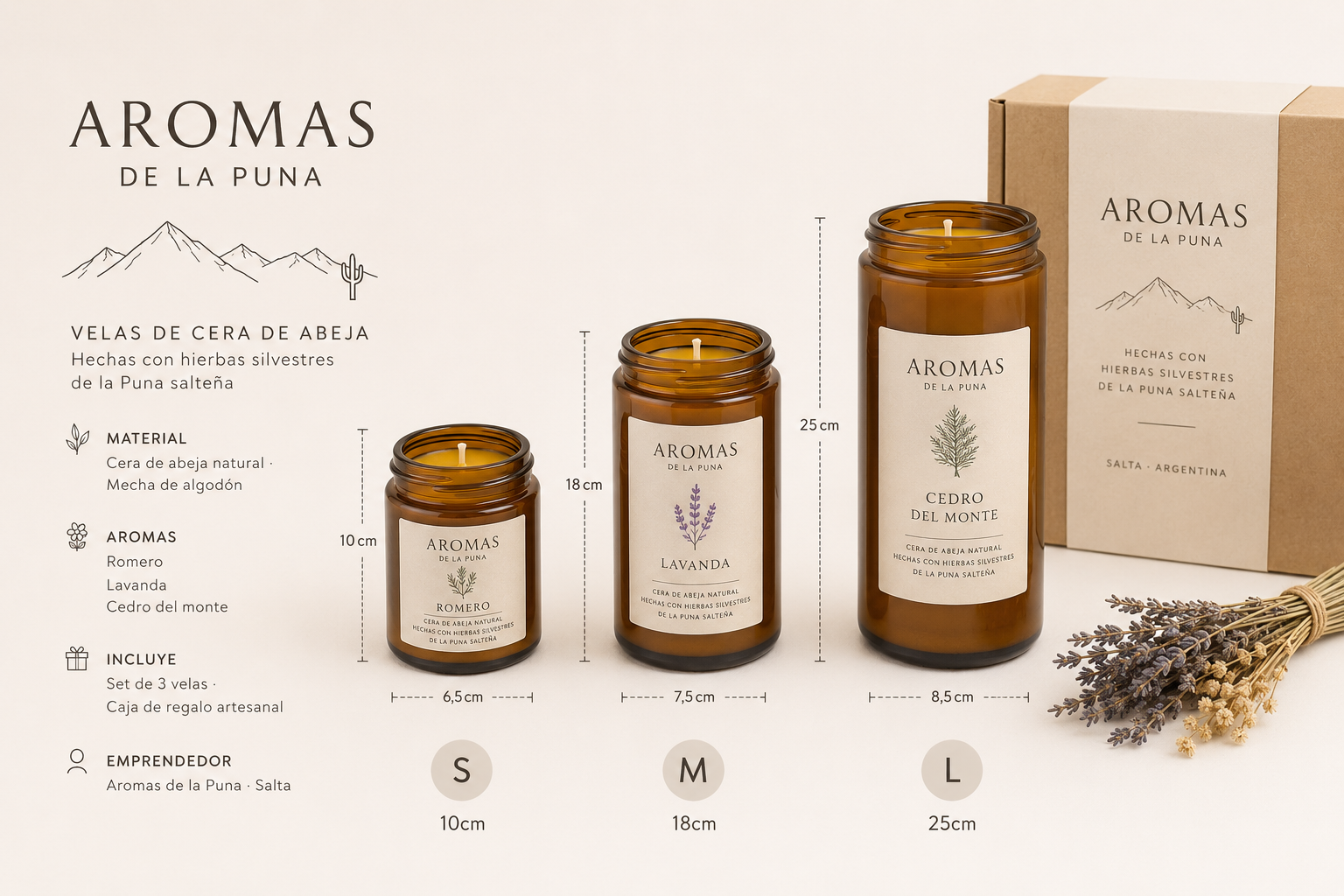 SET DE VELAS AROMÁTICAS CON HIERBAS DEL NORTE - Imagen 3